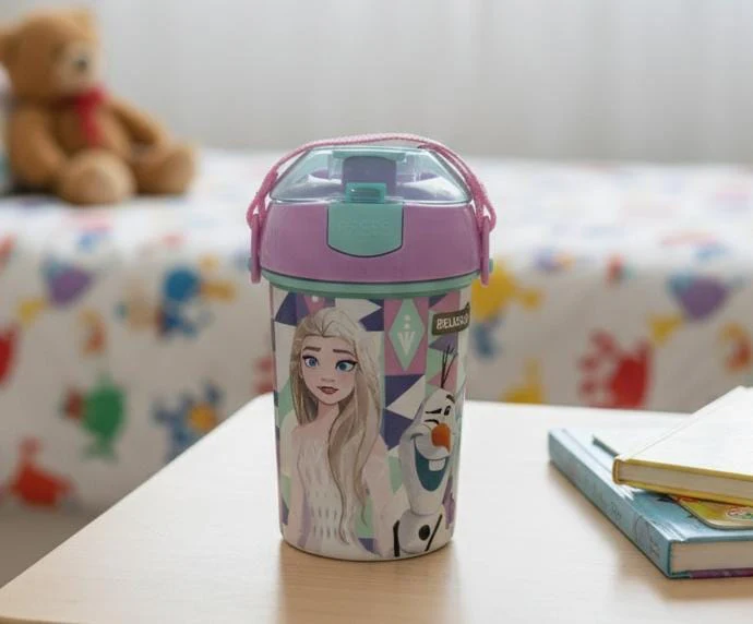 STOR Frozen Ice Magic Kids Water Bottle, Green with Purple Accents, 460ml BPA-Free, Durable & Easy-to-Carry Bottle
