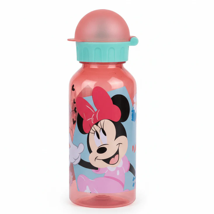 Stor Minnie Mouse Reusable Plastic Water Bottle Pink 370ml Kids Drinking Bottle BPA Free School Bottle