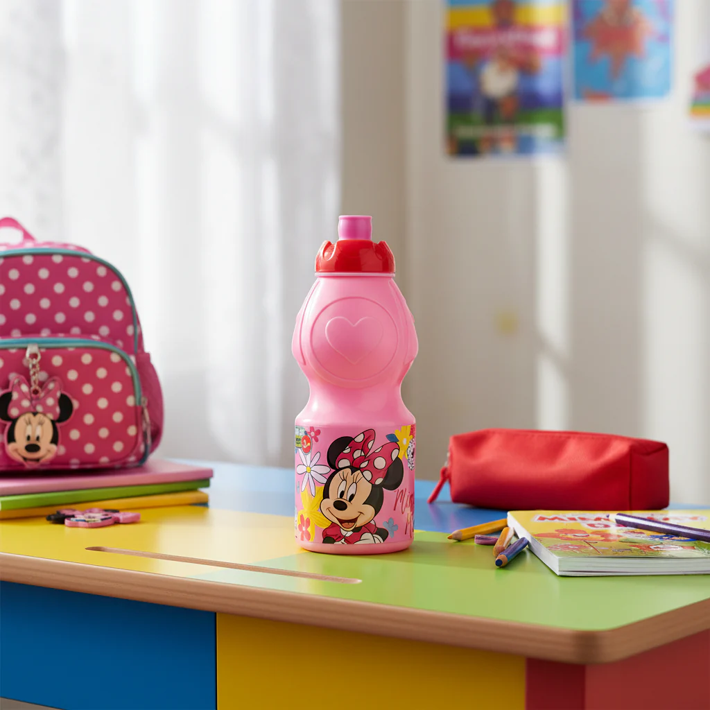 Stor Minnie Mouse Reusable Plastic Water Bottle Pink 400ml Kids Drinking Bottle BPA Free School Bottle - Image 2