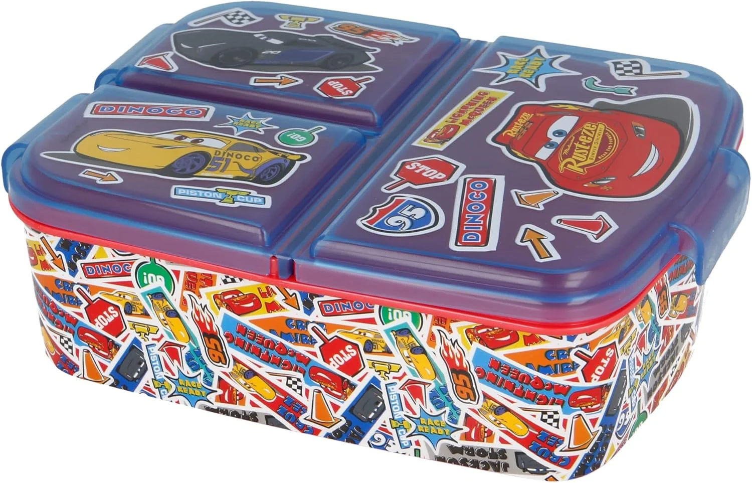 STOR Multi Compartment Snack Box Cars Edition 16.3cm X 12.6cm X 6cm