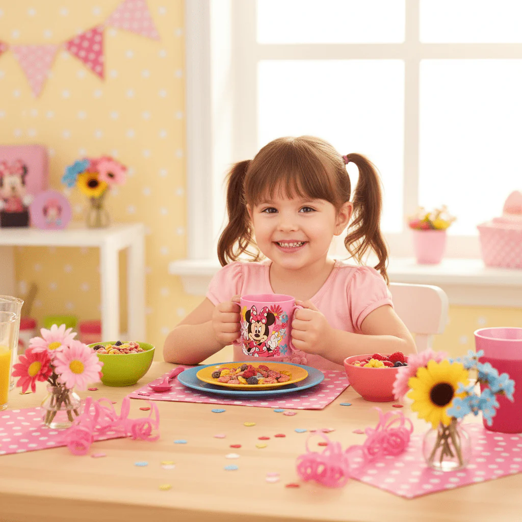 Stor Non-Slip Mickey Mouse Kids Plastic Mug – Pink Cartoon Design with Anti-Slip Base 350 ml - Image 2