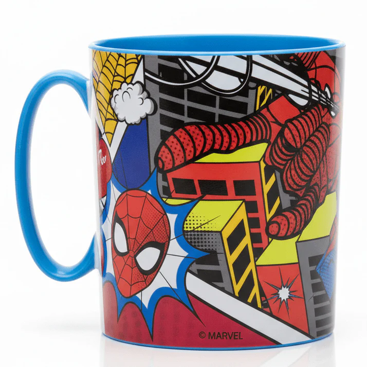 Stor Non-Slip Spider-Man Kids Plastic Mug – Blue Superhero Design Durable Mug 350 ml