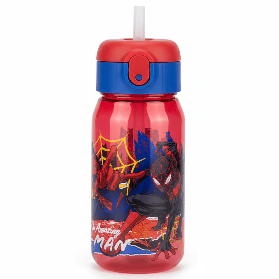 Stor Spider-Man Reusable Plastic Water Bottle Red 510ml Kids Drinking Bottle BPA Free School Bottle