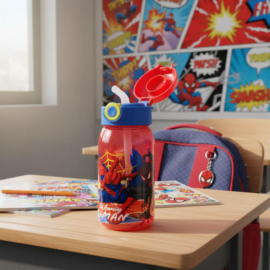 Stor Spider-Man Reusable Plastic Water Bottle Red 510ml Kids Drinking Bottle BPA Free School Bottle - Image 2