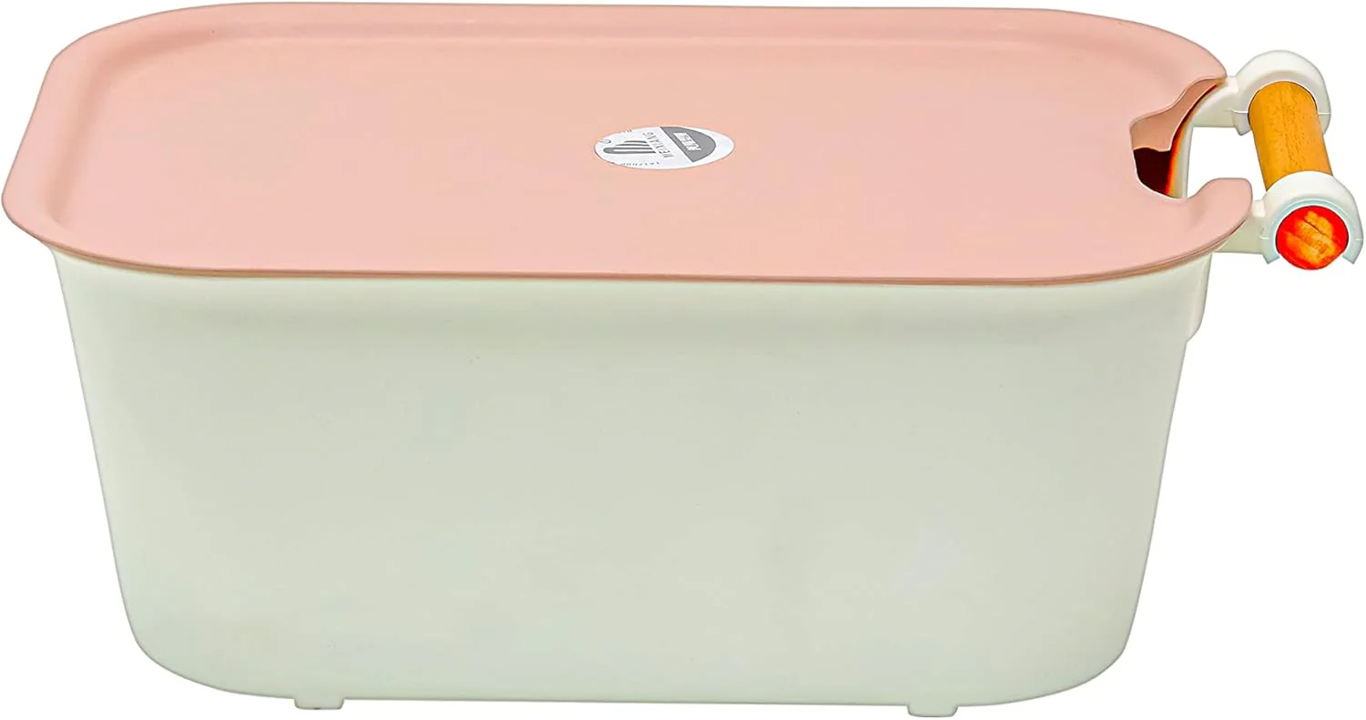 AKDC Storage Box with Lid & Bamboo Handle, Beautiful Shape & Design Storing Necessary Shower Basket Large Capacity for Bathroom, Kitchen, Garage, Gym, Tools, Food, Fruit, Vegetables, Snacks (Small - 28cm) - Image 4
