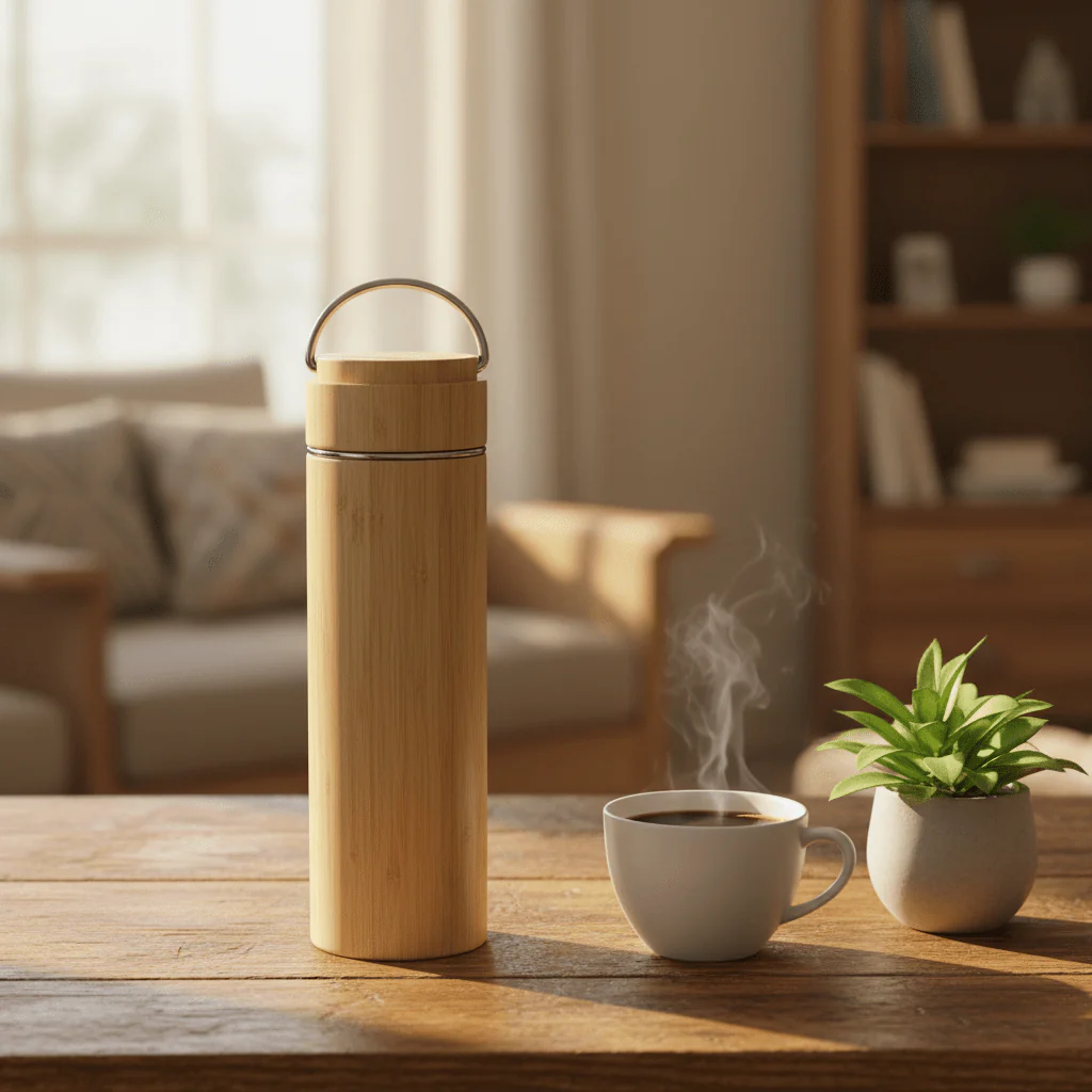 Stylish Wooden Finish Reusable Water Bottle – 25 cm - Image 2