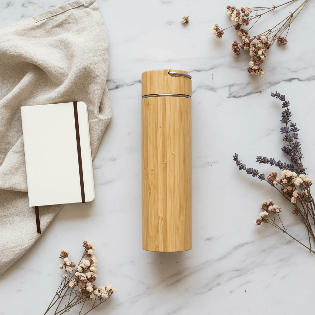 Stylish Wooden Finish Reusable Water Bottle – 25 cm - Image 3