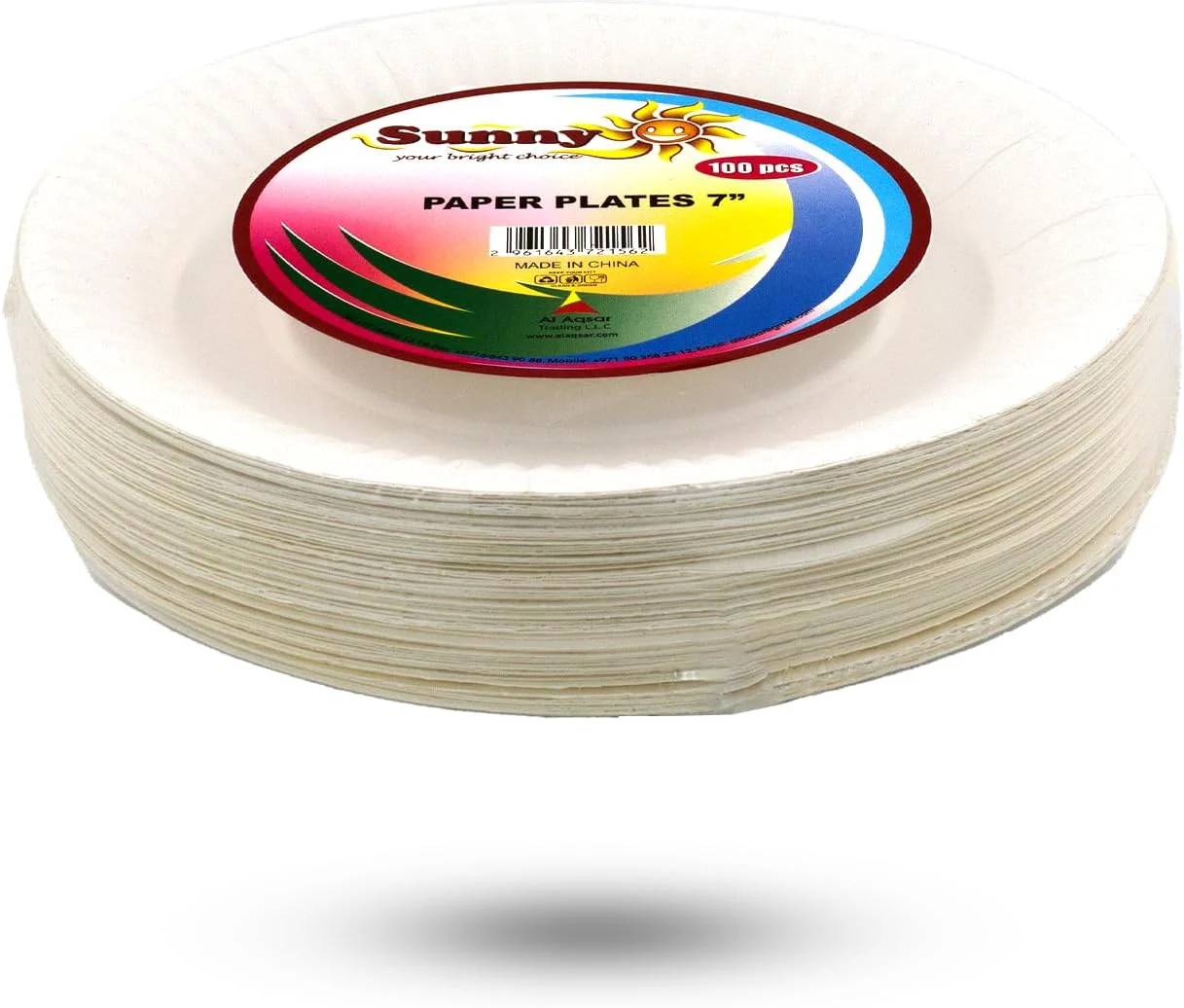 Sunny 100pcs Disposable Paper Plates 7" - Image 2