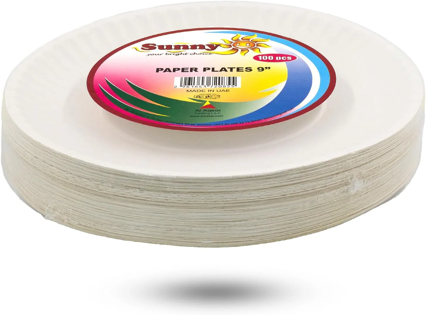 Sunny 100pcs Disposable Paper Plates 9" - Image 3