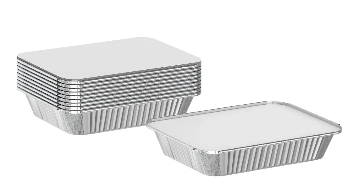 Sunny 10pcs Rectangular Aluminium Containers with Lid 1200cc