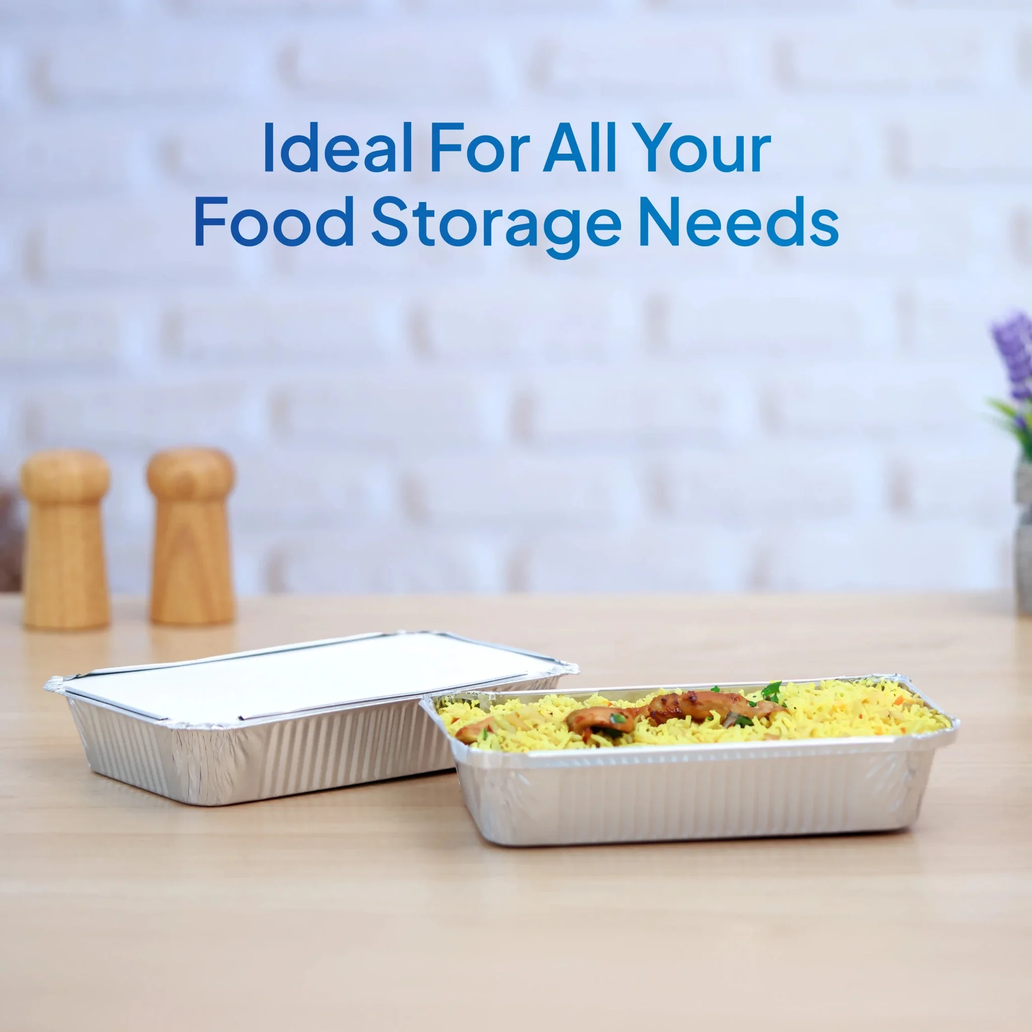 Sunny 10pcs Rectangular Aluminium Containers with Lid 1200cc - Image 2