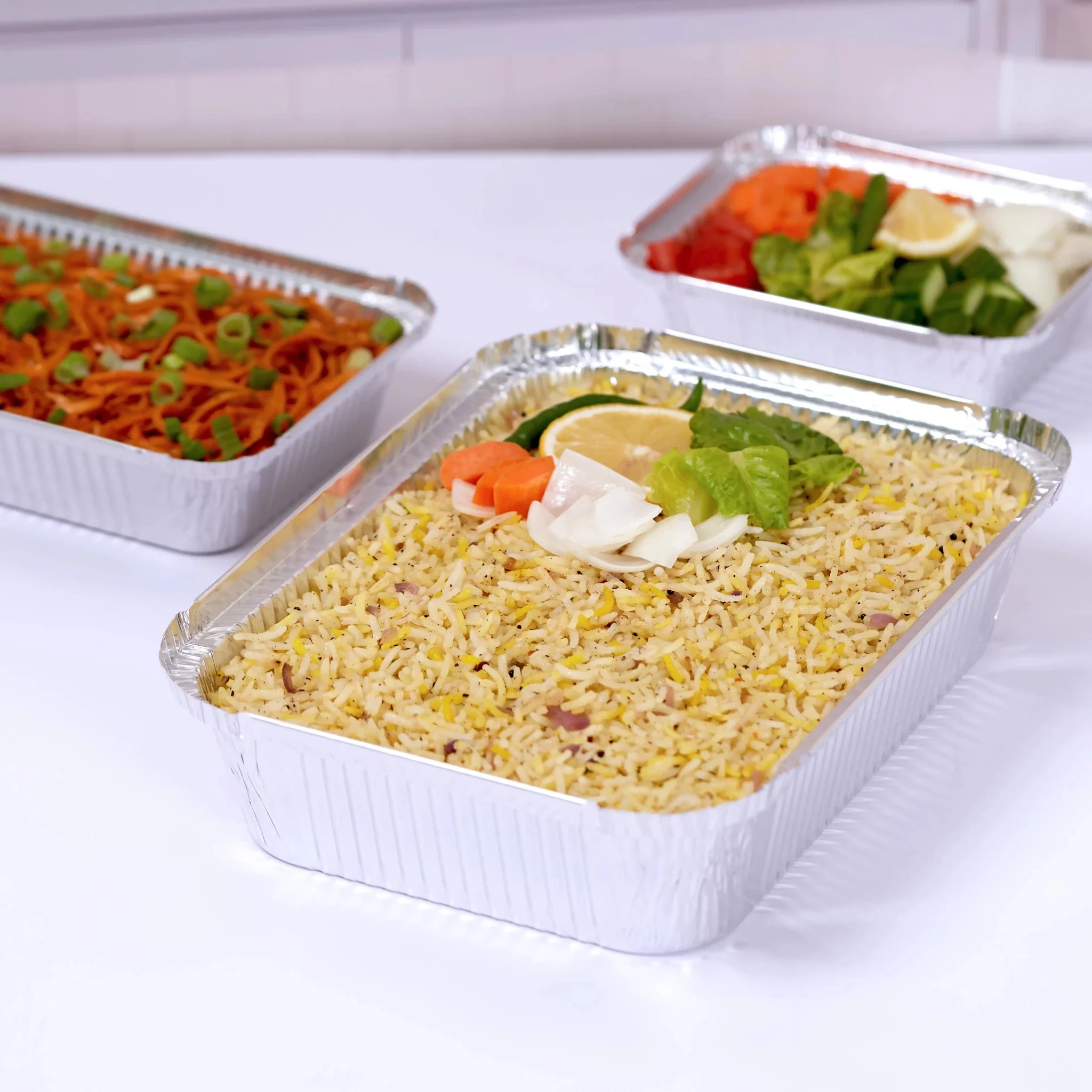 Sunny 10pcs Rectangular Aluminium Containers with Lid 1200cc - Image 3