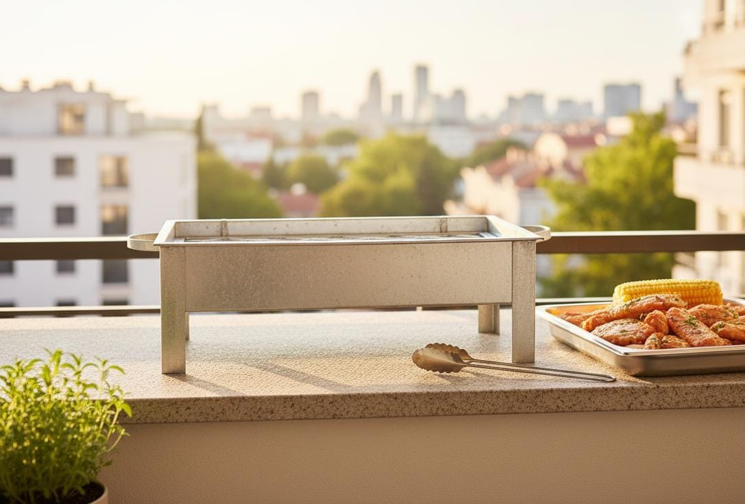 Sunny Large Aluminium BBQ Grill 62×28×19 cm | Heavy-Duty Outdoor Charcoal Barbecue Grill | Spacious Cooking Area for Family Picnics & Garden Parties