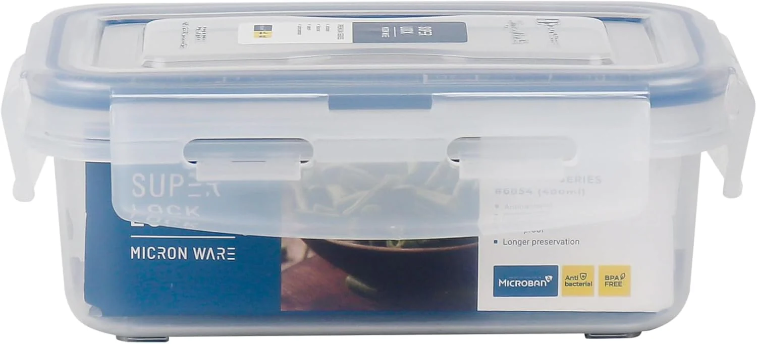SUPER LOCK Air-Tight Rectangular Food Container 400ml, 10.4cm*15.5cm*5.9cm - Image 2