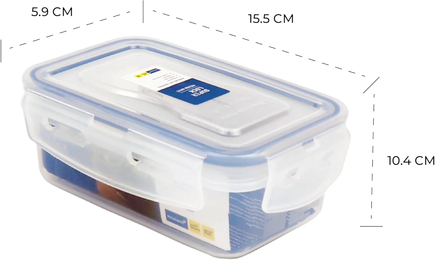 SUPER LOCK Air-Tight Rectangular Food Container 400ml, 10.4cm*15.5cm*5.9cm - Image 3