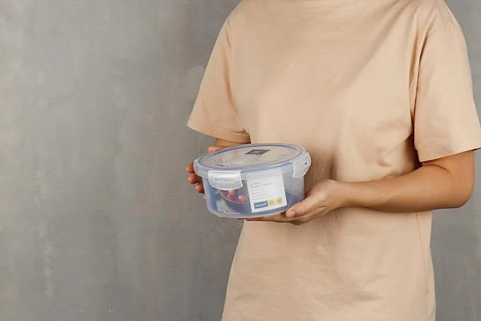 Super Lock Plastic Round Food Container With Lid 1100ml-Blue&Transparent - Image 3