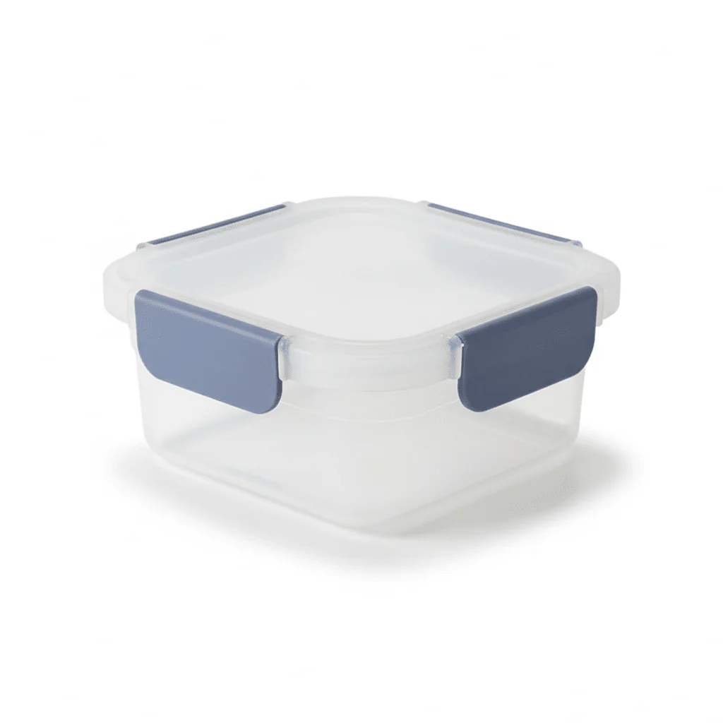 Super Lock Plastic Square Food Container With Lid 900ml-Blue&Transparent