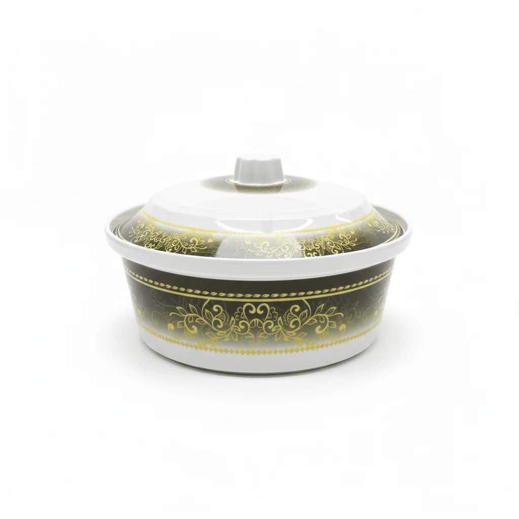 Supreme Floral Melamine Casserole with Lid – 9.5" White