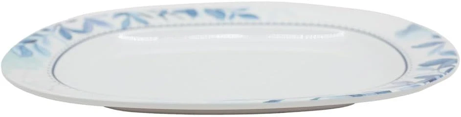 Supreme Melamine Rectangular Serving Plate-30cmX23cm-White&Blue - Image 3