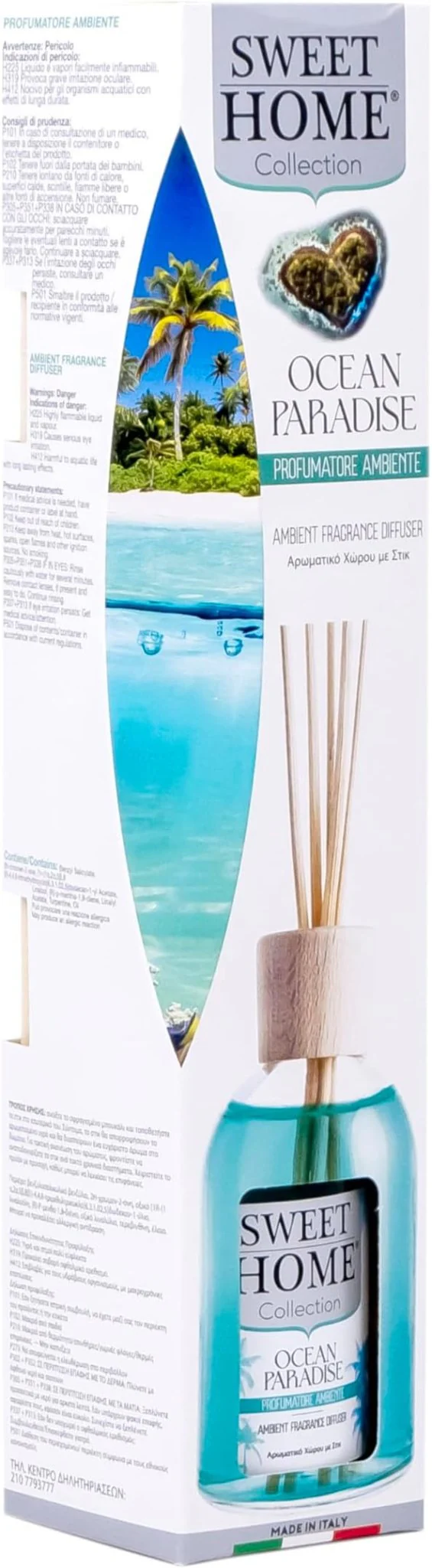 Sweet Home Ambient Fragrance Reed Diffuser, Ocean Paradise - 100ml, Fresh and Invigorating Aroma, Ideal for Living Rooms, Bathrooms, and Gifting, Made In Italy. - Image 2