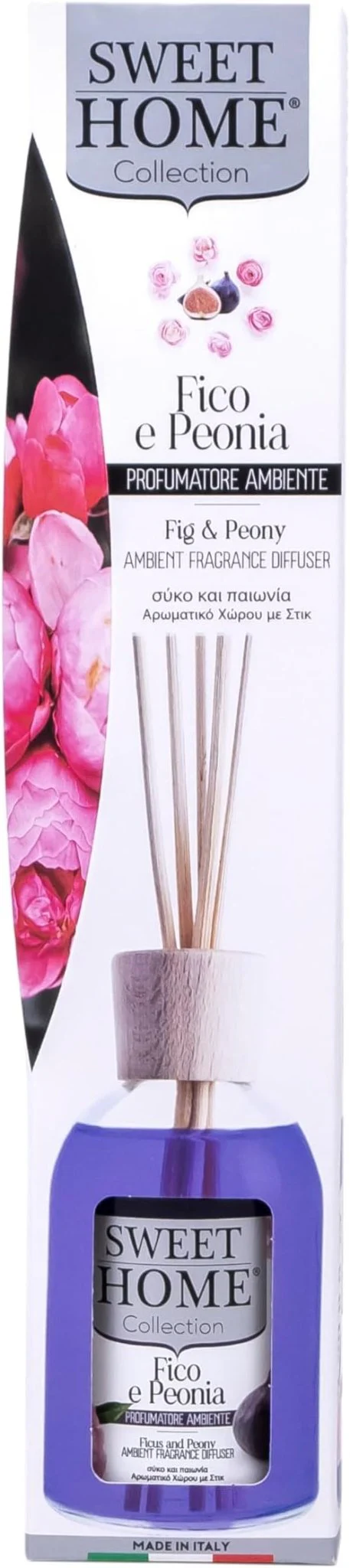 Sweet Home Collection Ambient Fragrance 100ml Fig & Peony Reed Diffuser, Made In Italy.