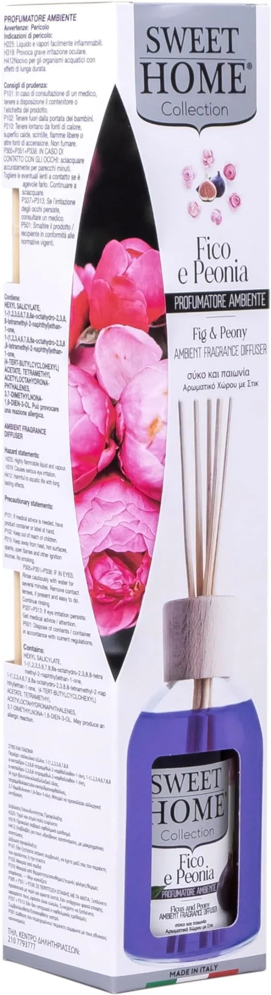 Sweet Home Collection Ambient Fragrance 100ml Fig & Peony Reed Diffuser, Made In Italy. - Image 2