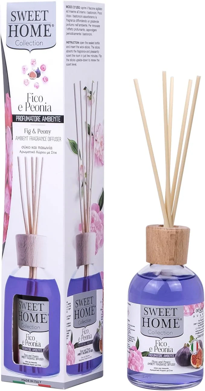 Sweet Home Collection Ambient Fragrance 100ml Fig & Peony Reed Diffuser, Made In Italy. - Image 5