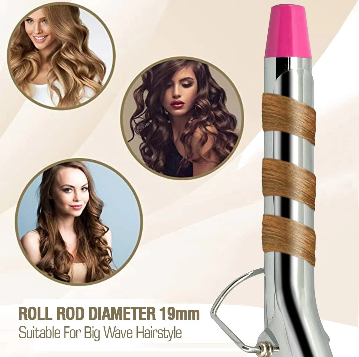 Sonashi Hair Curler with PTC Heater, Maximum Heat Up Temperature 200°, For Smooth Curls With Advanced Temperature Control, Curler for All Hair Types 25W SHC-3002 Pink - Image 3