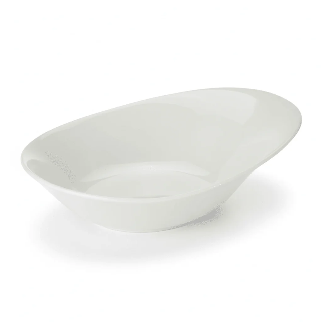 Symphony White Ceramic Pebble-Shaped Bowl – 26×20×6.8 cm