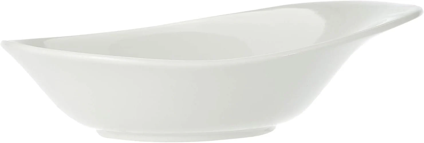 Symphony White Ceramic Pebble-Shaped Bowl – 26×20×6.8 cm - Image 3