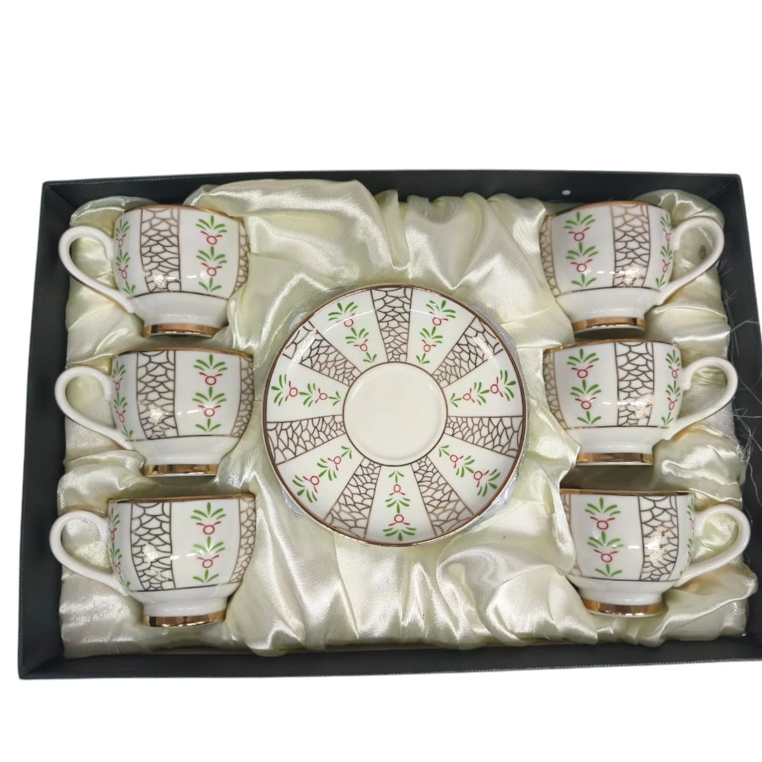 Tabuk Ceramic Cup and Saucer 12Pcs  6 Cups With 6 Saucers-200ML