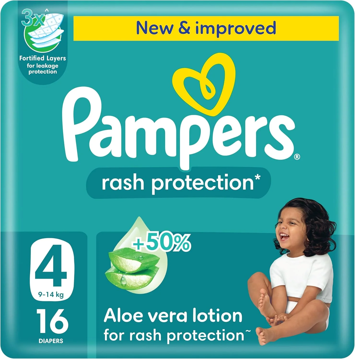 Pampers Rash Protection, Size 4, 9-14 kg, Carry Pack, 16 Diapers