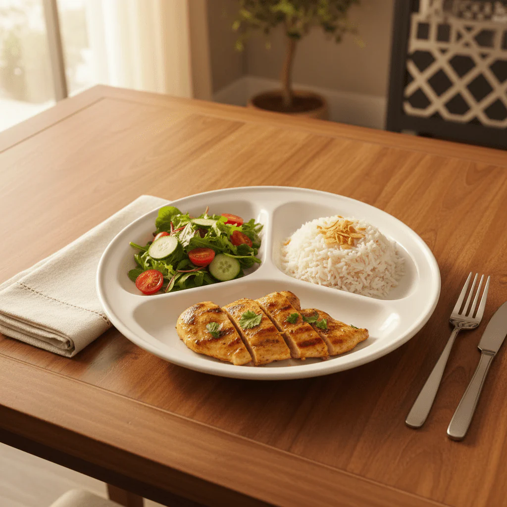 Taiyo White Round Ceramic Divider Plate – 27 cm Sectioned Serving Plate for Meals, Snacks & Portion Control - Image 2