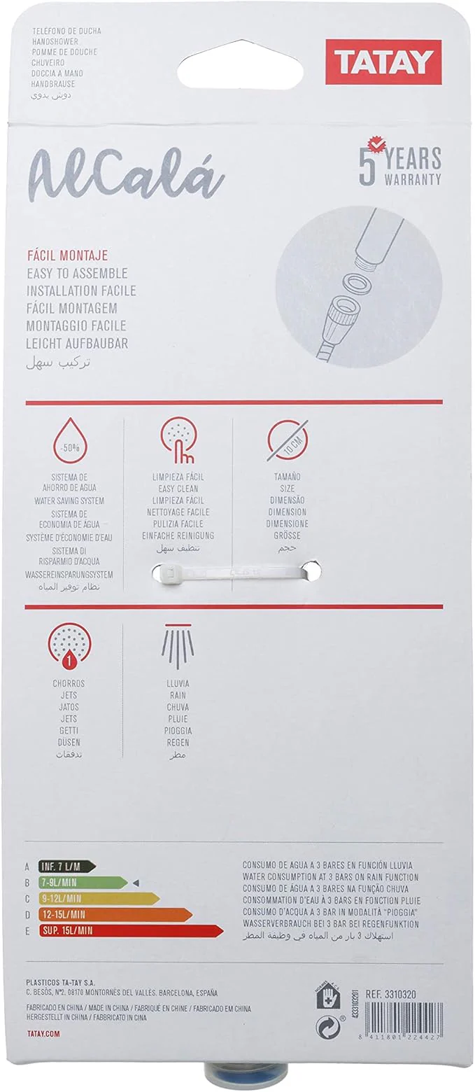 Tatay Stainless Steel Alcala Chrome Hand Shower – Sleek High-Pressure Handheld Showerhead - Image 4