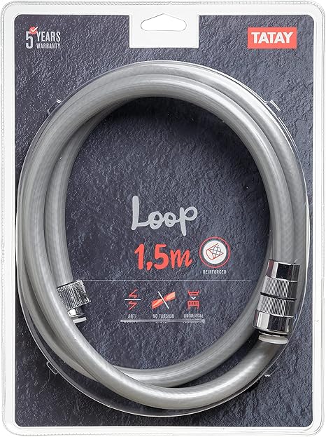 TATAY Reinforced PVC Shower Hose 1.5M – Durable Grey Flexible Design