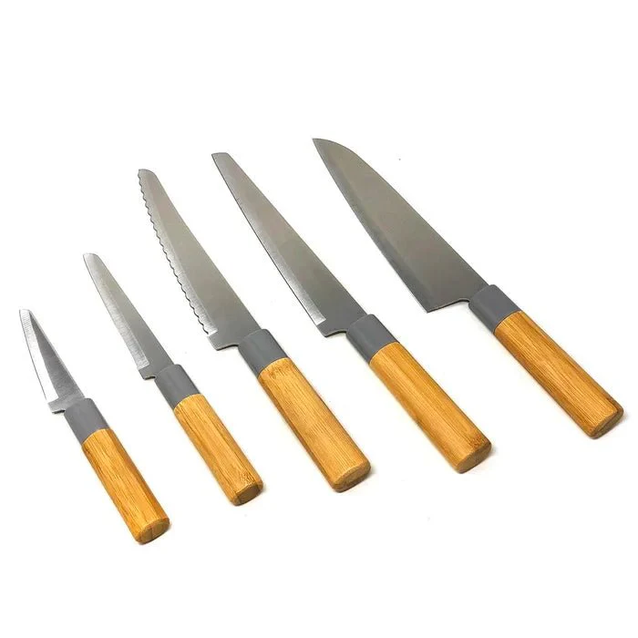 Tessie & Jessie 5pcs Knife Set Steel Blade Wooden Handle - Image 3