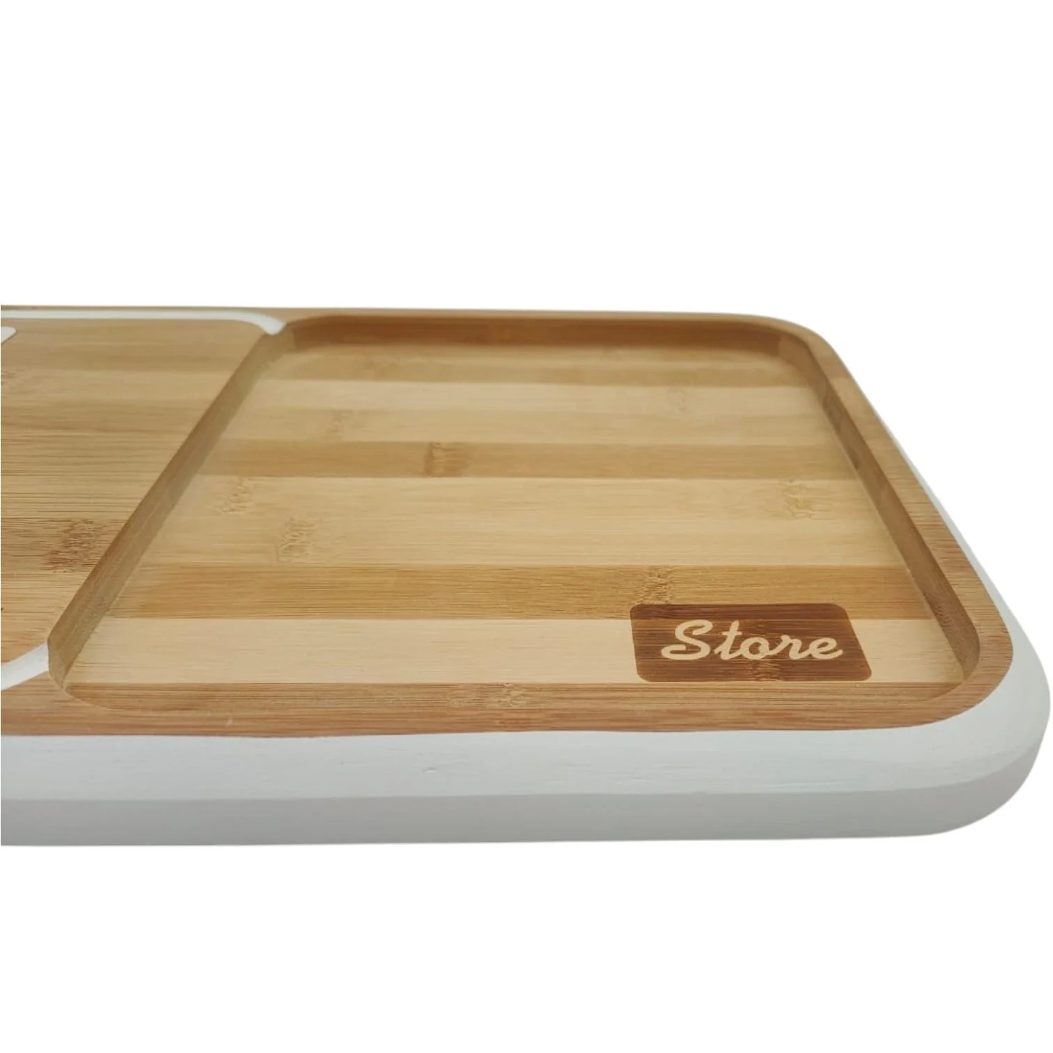 Tessie & Jessie Wooden Chop & Store Cutting Board 39cmX24cm-White&Wooden - Image 2