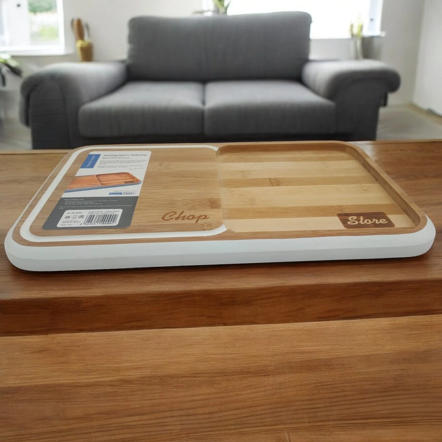Tessie & Jessie Wooden Chop & Store Cutting Board 39cmX24cm-White&Wooden - Image 3