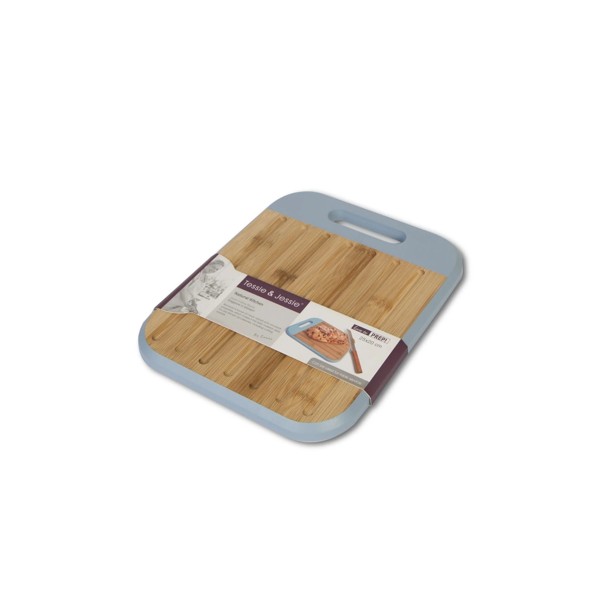 Tessie & Jessie Wooden Cutting Board 30cmX25cm-Blue&Wooden