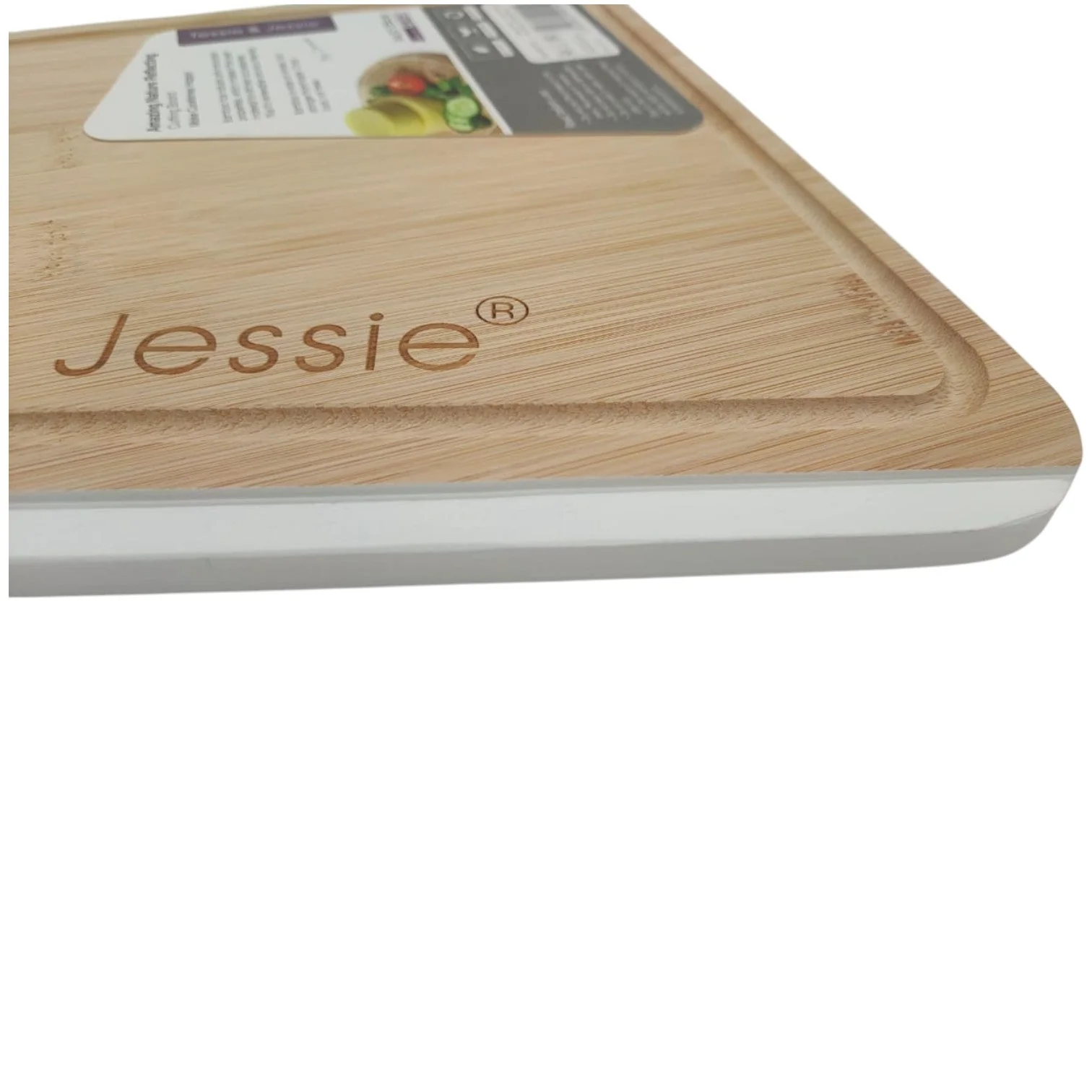 Tessie & Jessie Wooden Cutting Board 34cmX25cm-White&Wooden - Image 2