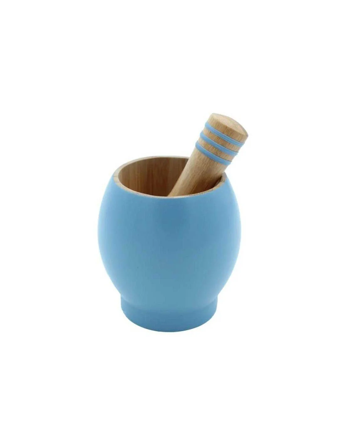 Tessie & Jessie Wooden Mortar Pestle 12cm-Blue&Wooden