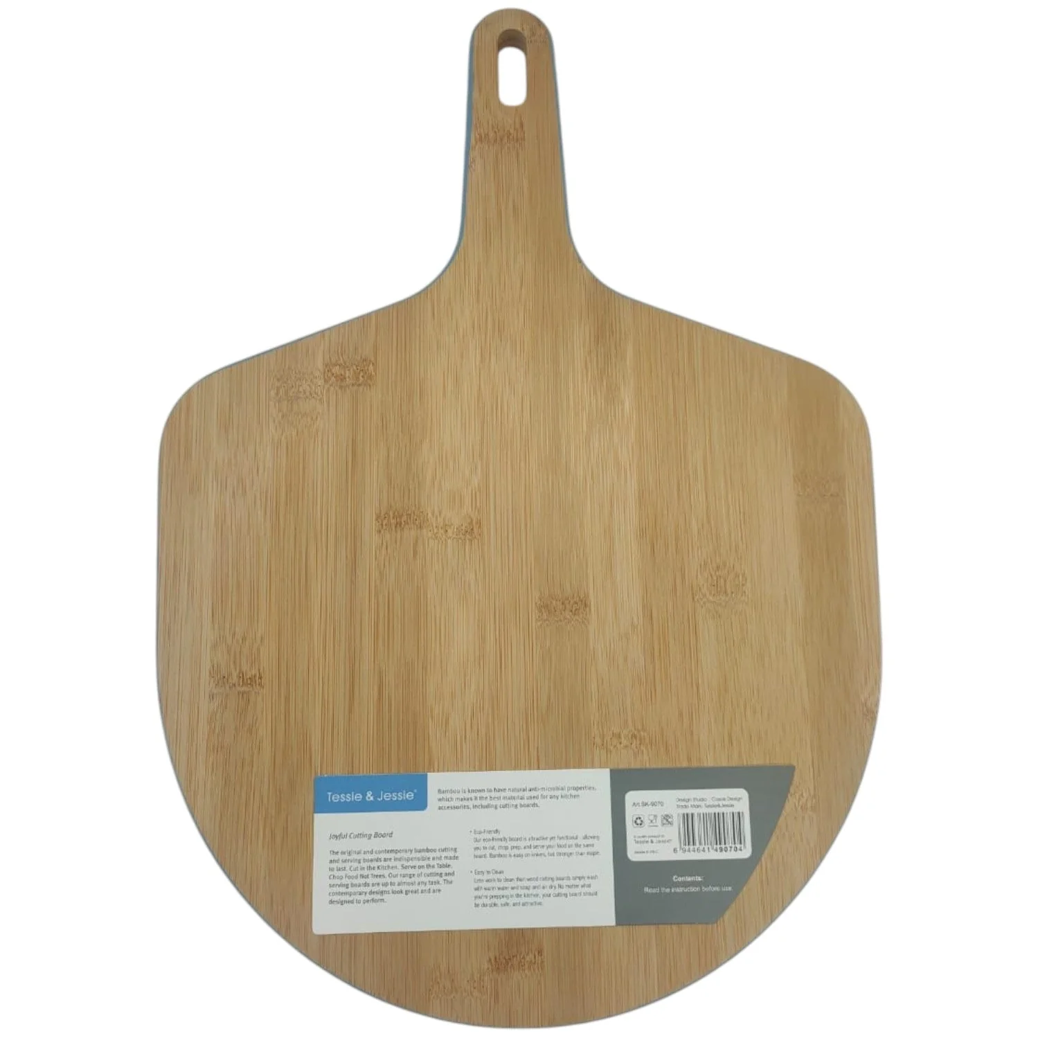 Tessie & Jessie Wooden Pizza Cutting Board 43cmX30cm-Blue&Wooden - Image 2