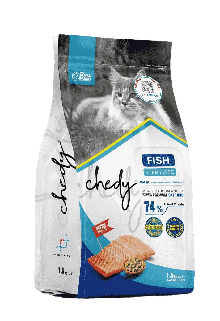 THE MAYA FAMILY Cat Food, ChéDy Fresh Fish Meat Recipe 1.5 KG