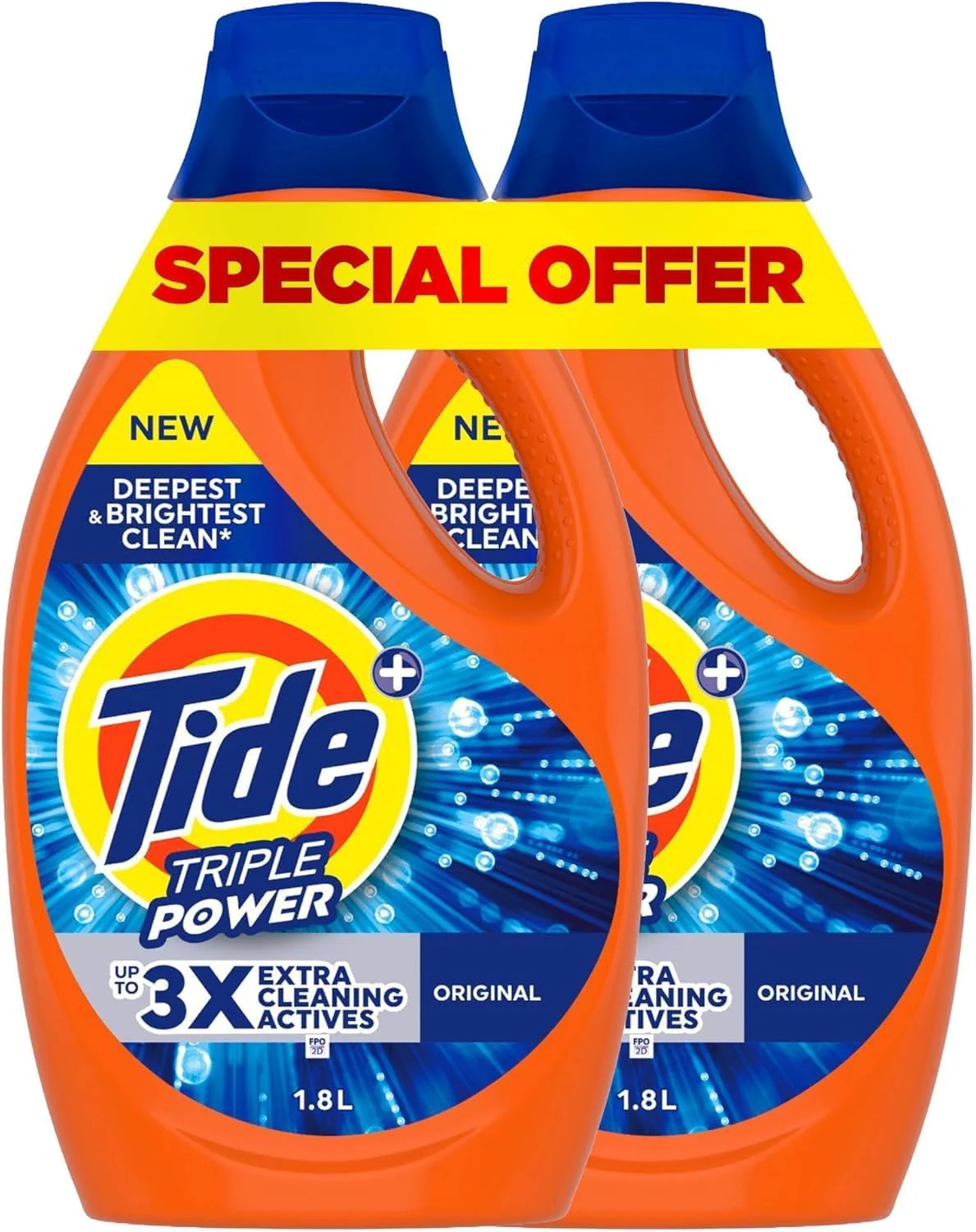 Tide 2pcs Triple Power Gel Laundry Detergent 1.8L, Original Scent
