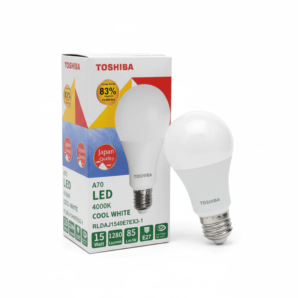 Toshiba 15W Led Bulb Cool White Light E27 - Image 2
