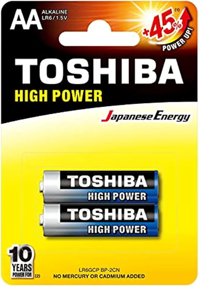 TOSHIBA AA High Power Alkaline Battery 1.5V, Pack of  2