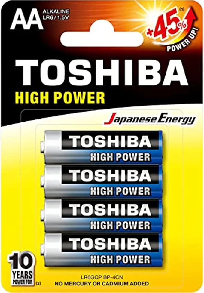 TOSHIBA AA High Power Alkaline Battery 1.5V, Pack of  4