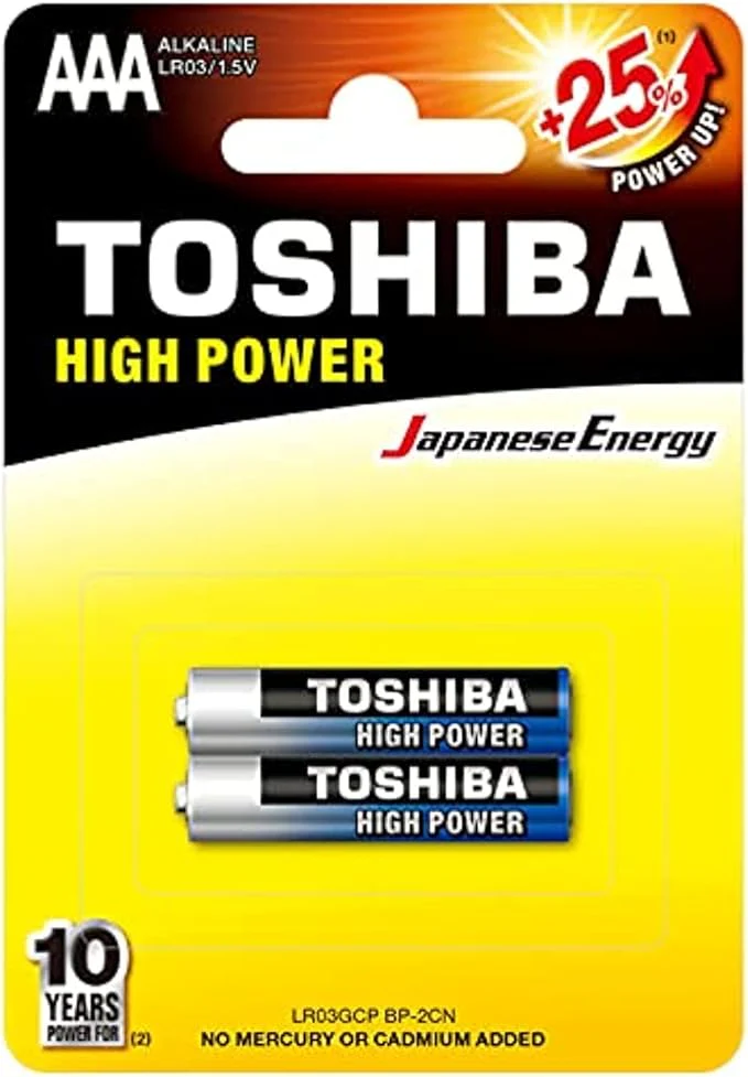 TOSHIBA AAA High Power Alkaline Battery 1.5V, Pack of 2