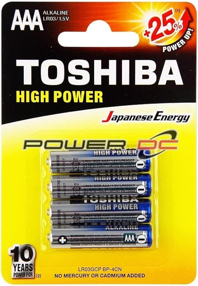 TOSHIBA AAA High Power Alkaline Battery 1.5V, Pack of 4