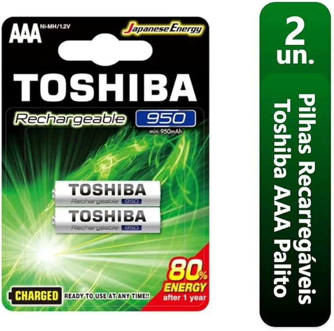 TOSHIBA AAA Rechargeable Battery 1.2V  950mAh, Pack of 2